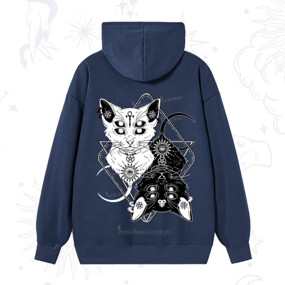 Purplehecate Occult Mirror Cats Hoodie
