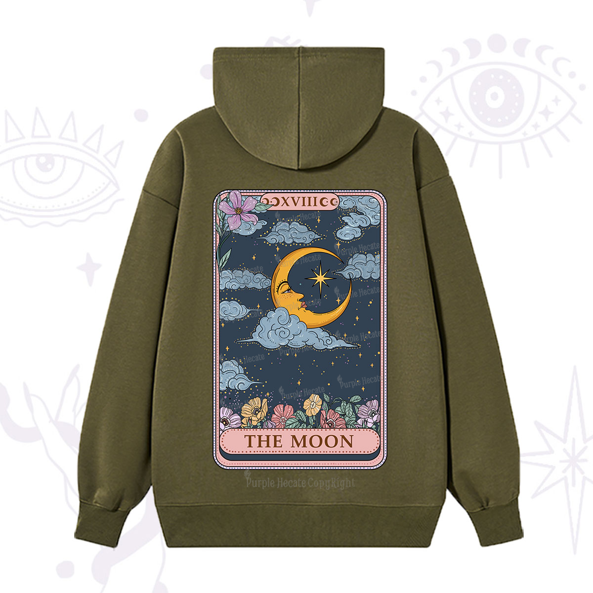 Purplehecate The Moon Tarot Card Hoodie