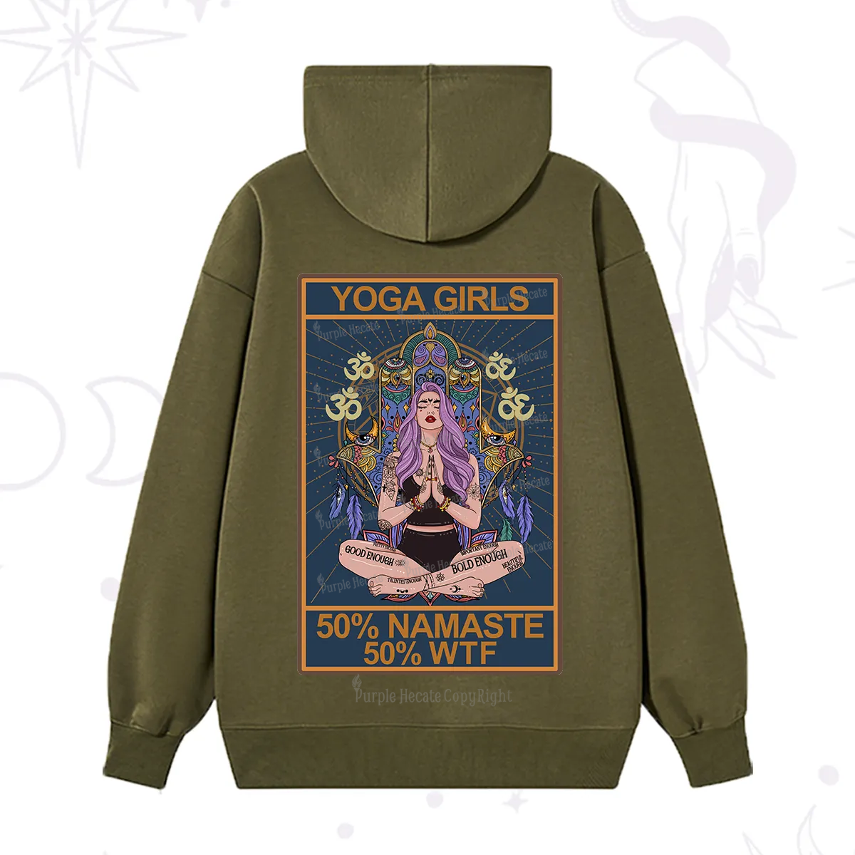 Purplehecate The Girls Yoga Shirt 50% Namaste 50% WTF Oracle Card Hoodie