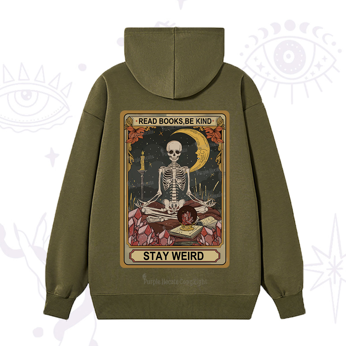 Purplehecate The Read Books Be Kind Stay Weird Oracle Card Hoodie