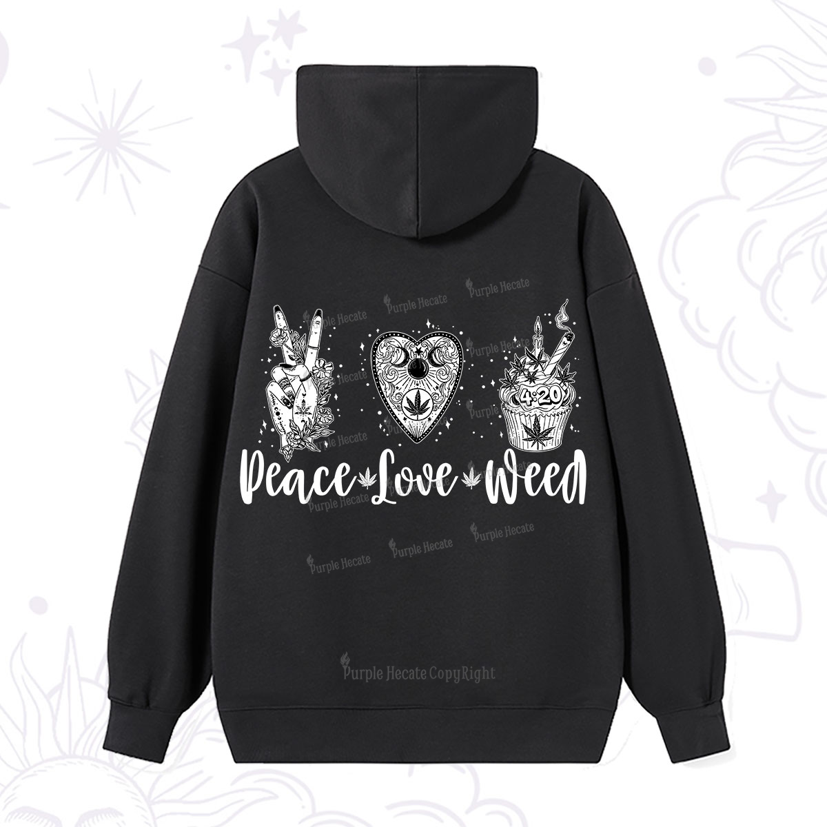 Purplehecate Peace Love Weed Hoodie
