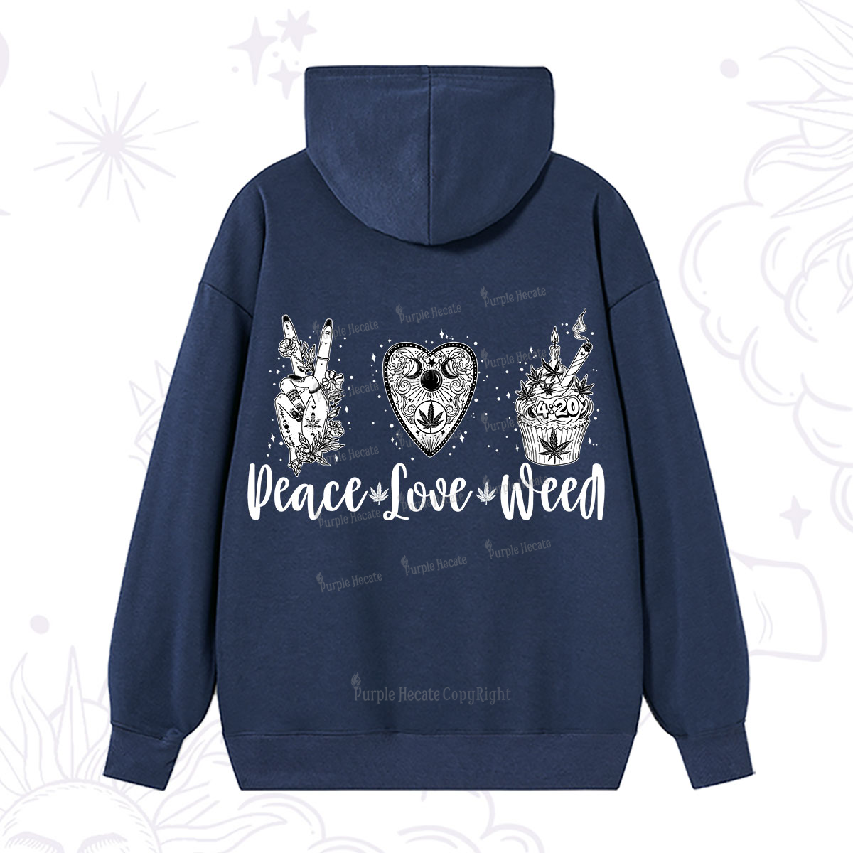Purplehecate Peace Love Weed Hoodie