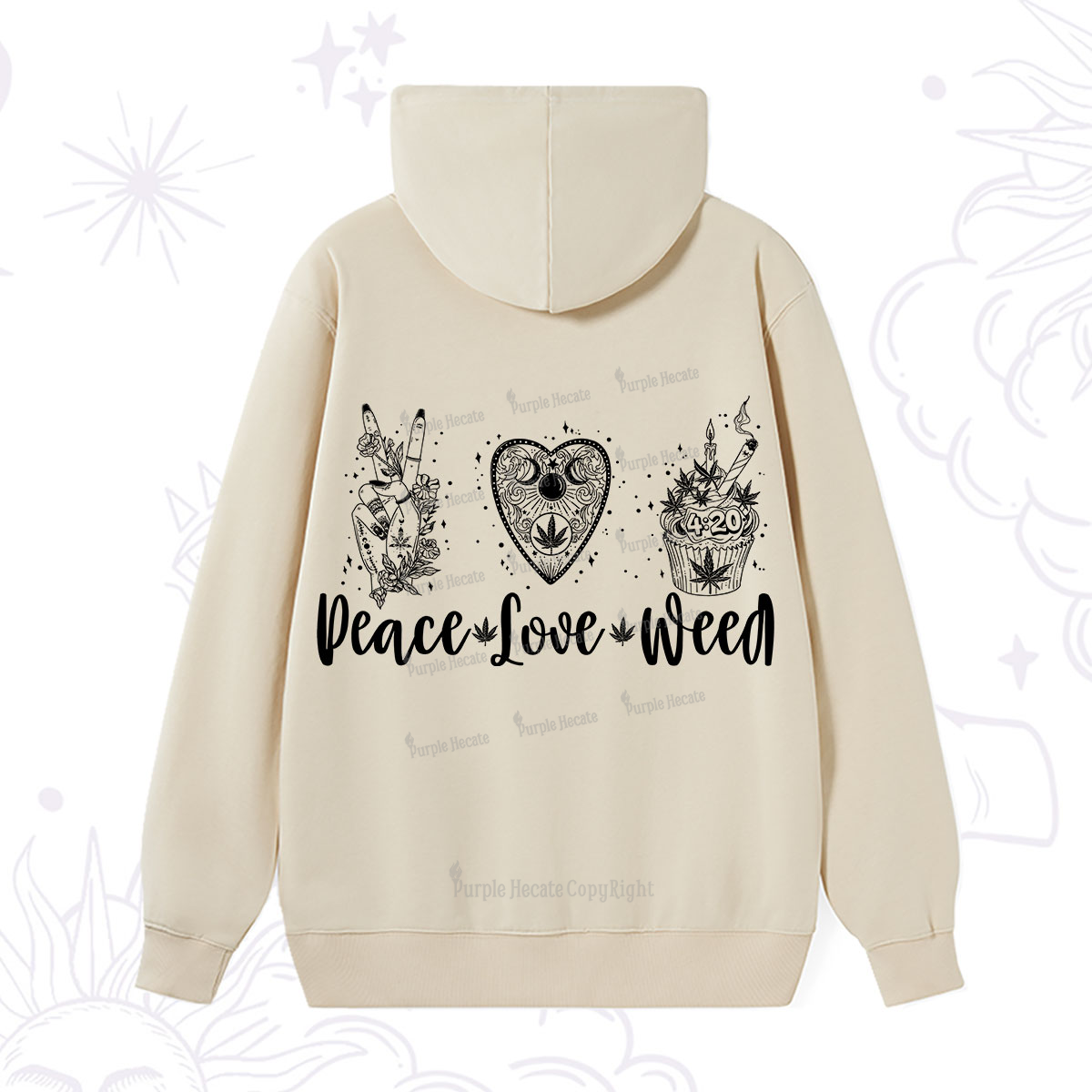 Purplehecate Peace Love Weed Hoodie