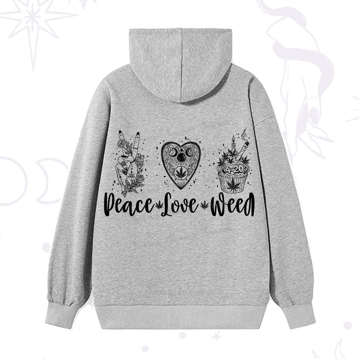 Purplehecate Peace Love Weed Hoodie