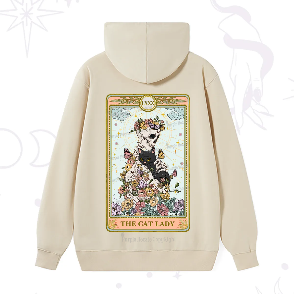 Purplehecate The Cat Lady Skeleton Tarot Hoodie