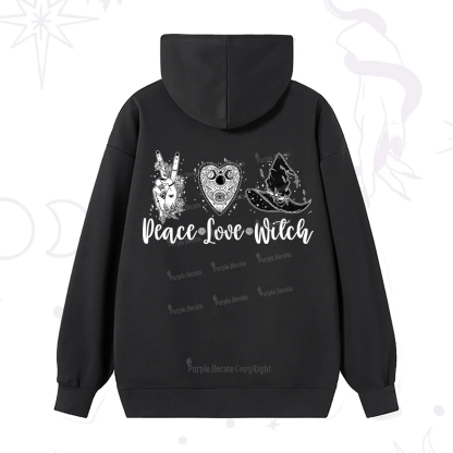 Purplehecate Peace Love Witch Hoodie