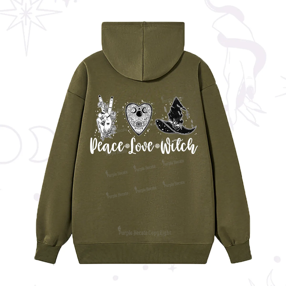 Purplehecate Peace Love Witch Hoodie