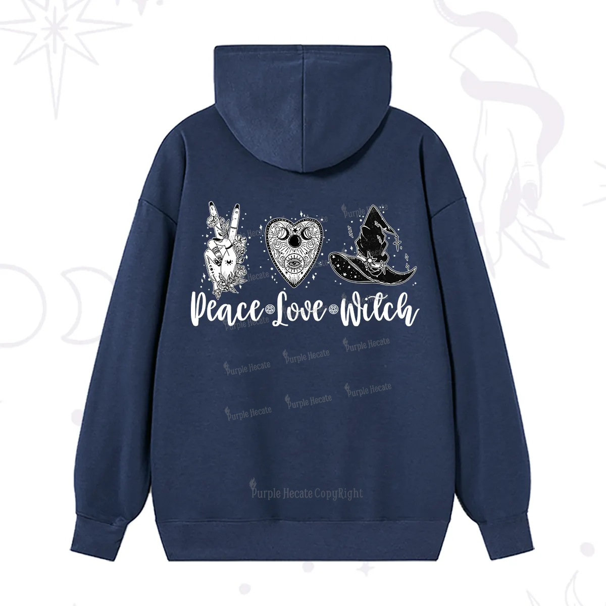 Purplehecate Peace Love Witch Hoodie