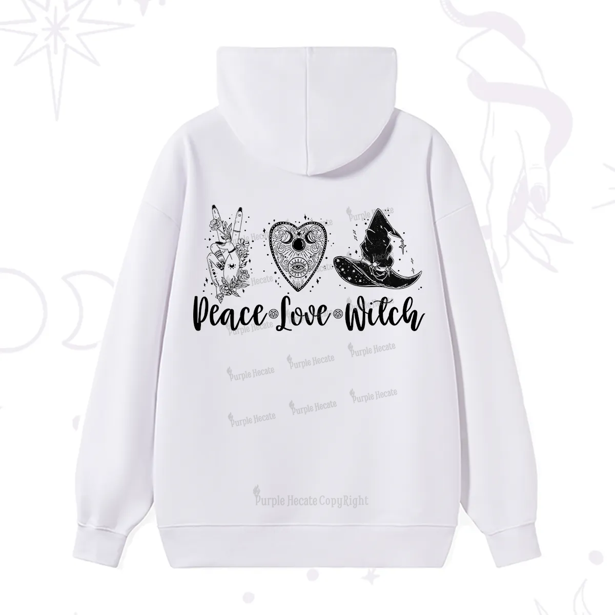 Purplehecate Peace Love Witch Hoodie