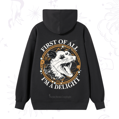 Purplehecate First Of All I Am A Delightful Angry Opossum Hoodie