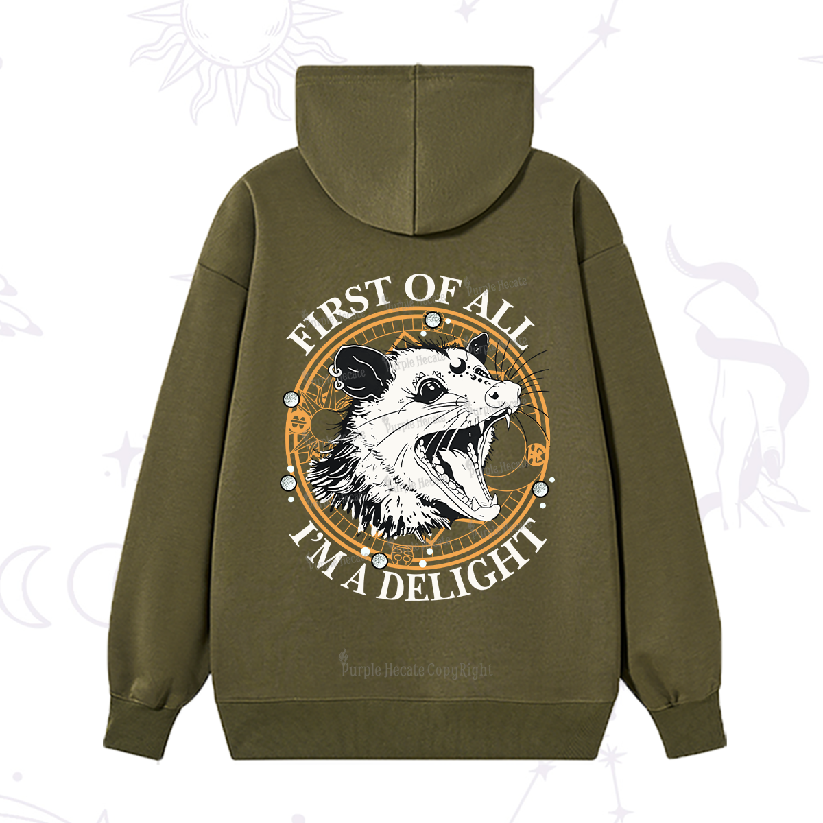 Purplehecate First Of All I Am A Delightful Angry Opossum Hoodie