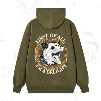 Purplehecate First Of All I Am A Delightful Angry Opossum Hoodie