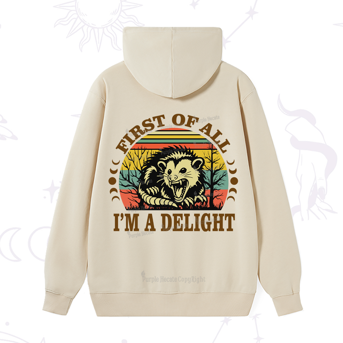 Purplehecate First Of All I'm A Delightful Opossum Hoodie