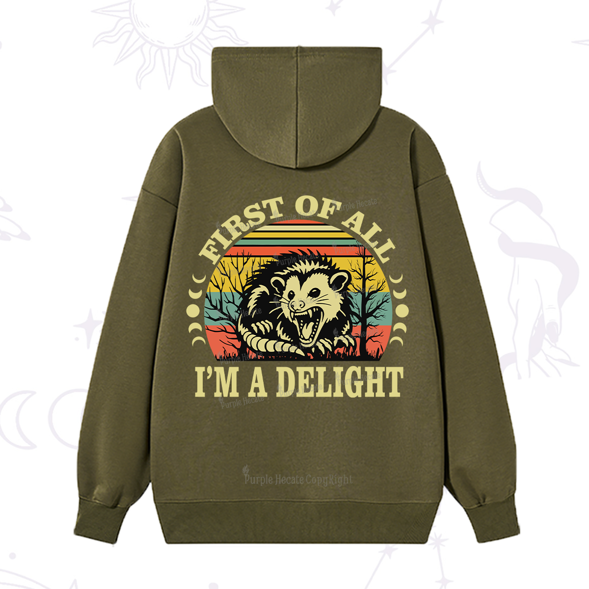 Purplehecate First Of All I'm A Delightful Opossum Hoodie