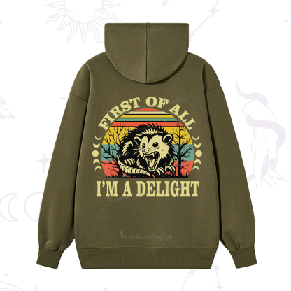 Purplehecate First Of All I'm A Delightful Opossum Hoodie