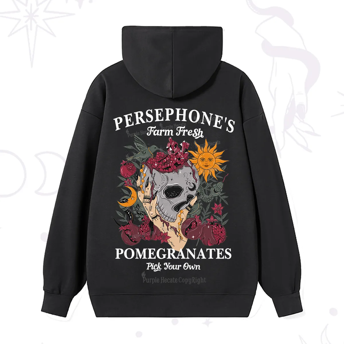 Purplehecate Persephone's Farm Fresh Pomegranates Pick Your Own Hoodie