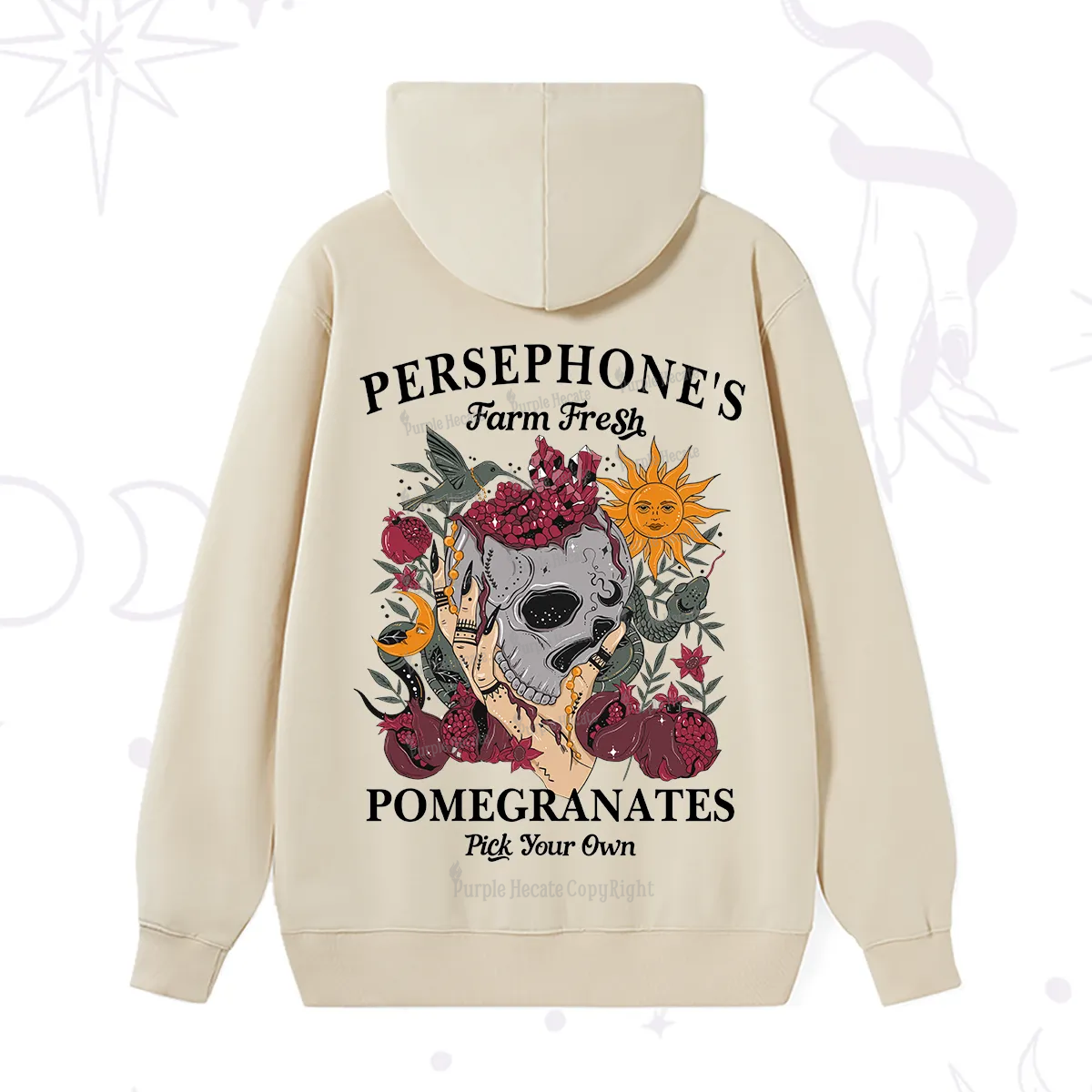 Purplehecate Persephone's Farm Fresh Pomegranates Pick Your Own Hoodie