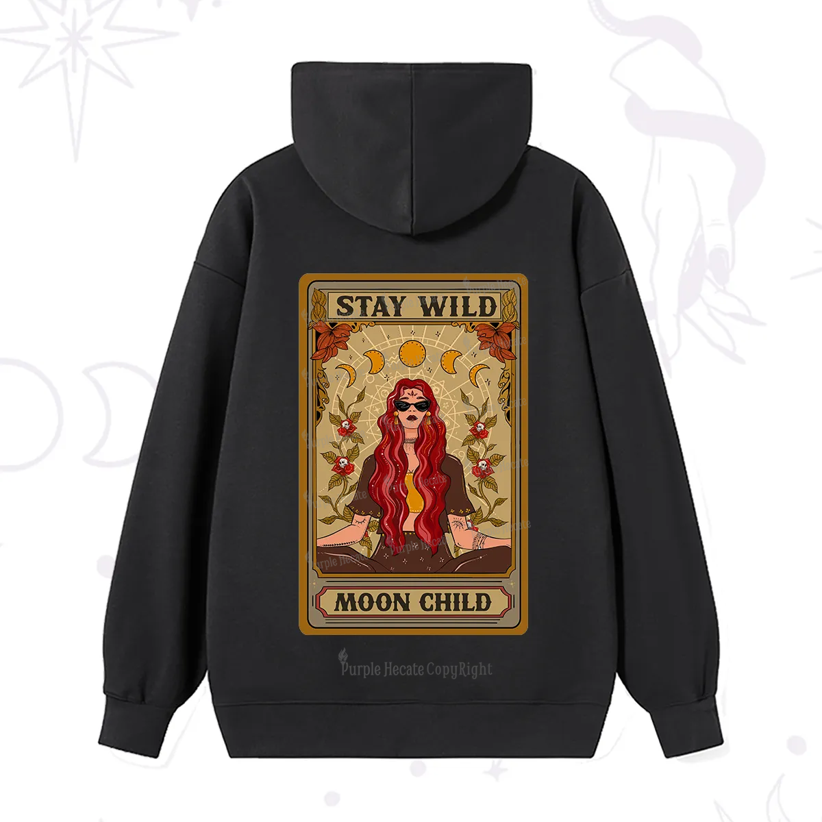 Purplehecate The Stay Wild Moon Child Oracle Card  Hoodie