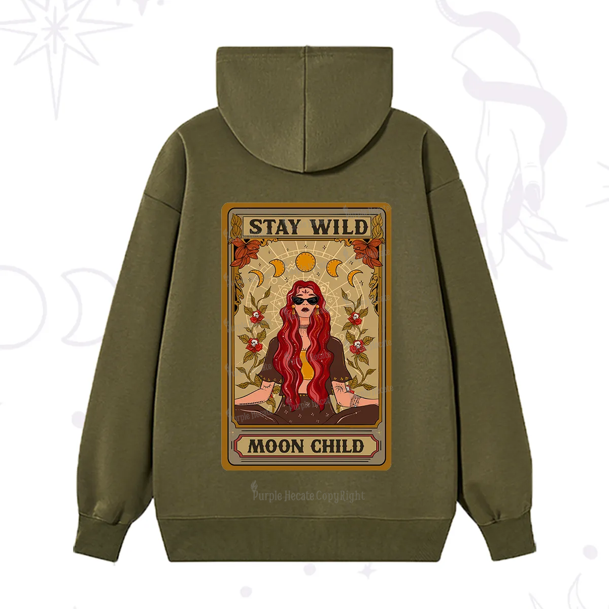 Purplehecate The Stay Wild Moon Child Oracle Card  Hoodie