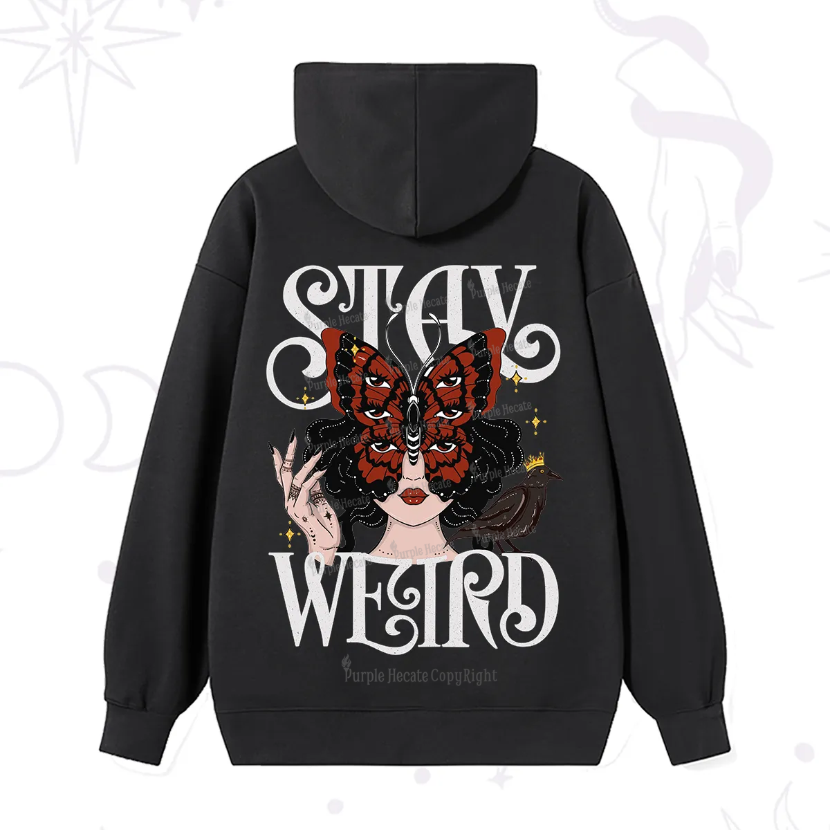 Purplehecate Stay Weird Gothic Butterfly Oracle Hoodie