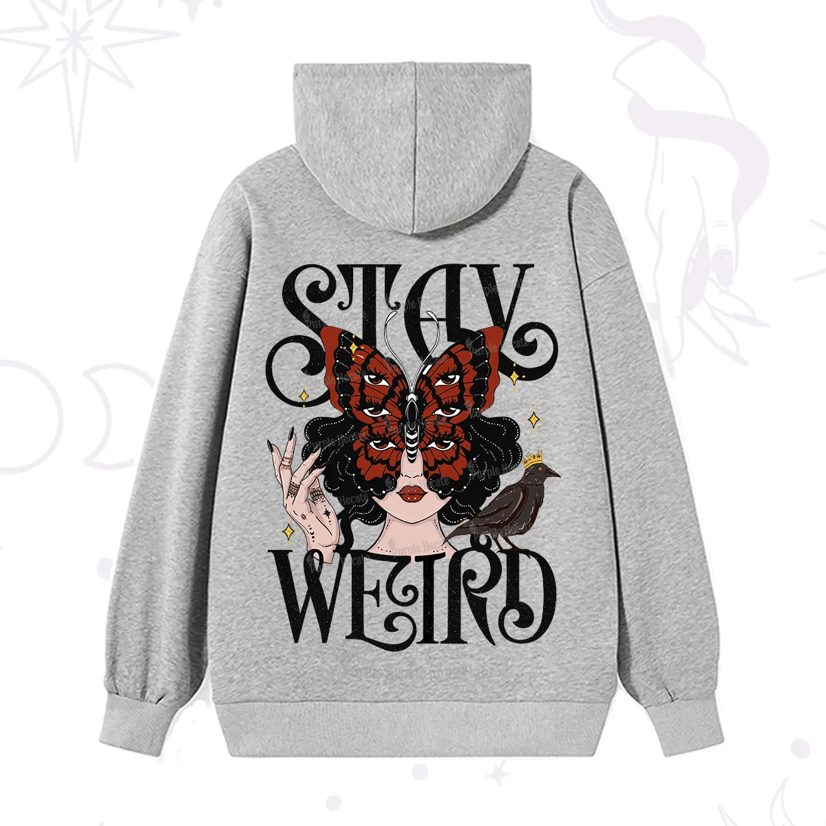 Purplehecate Stay Weird Gothic Butterfly Oracle Hoodie