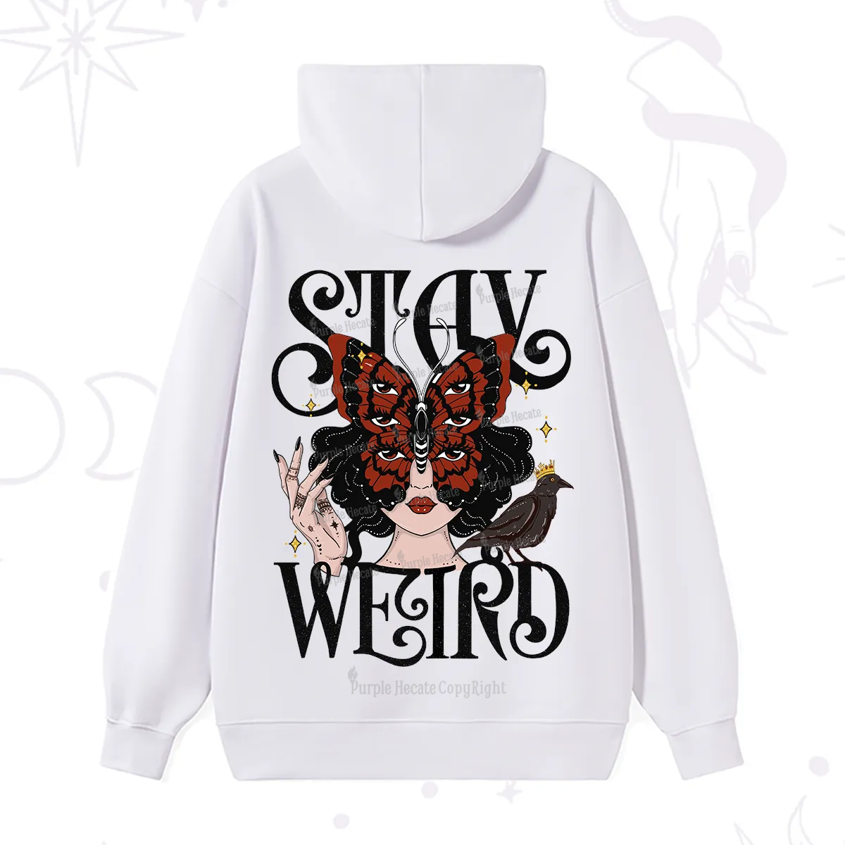 Purplehecate Stay Weird Gothic Butterfly Oracle Hoodie