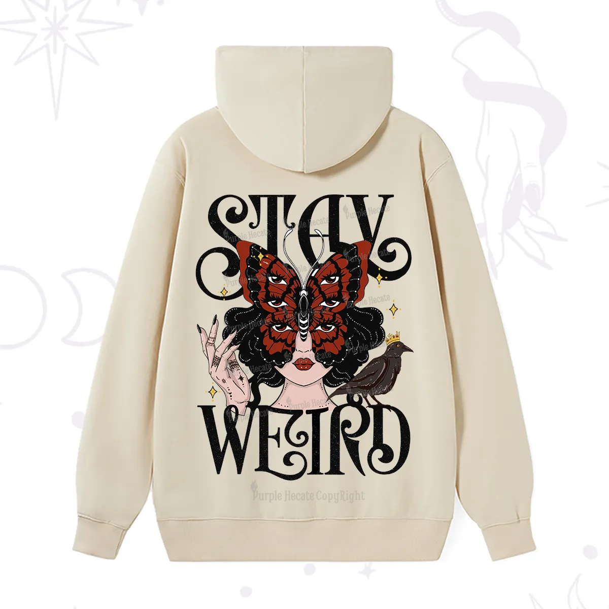 Purplehecate Stay Weird Gothic Butterfly Oracle Hoodie