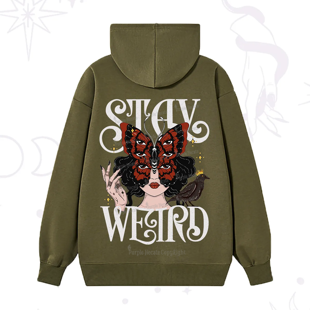 Purplehecate Stay Weird Gothic Butterfly Oracle Hoodie