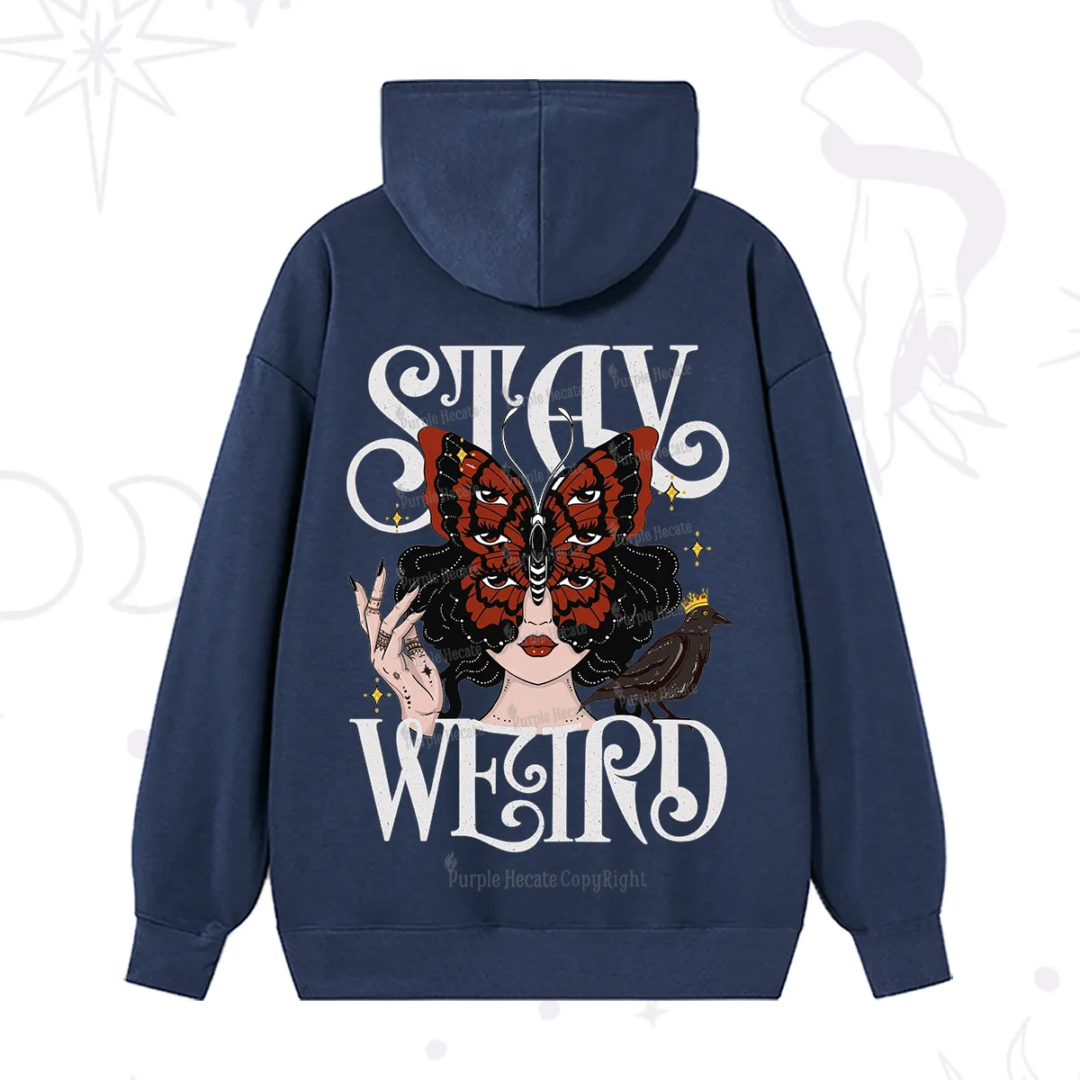 Purplehecate Stay Weird Gothic Butterfly Oracle Hoodie