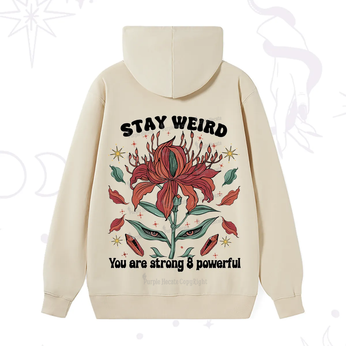 Purplehecate Stay Weird Floral Hoodie