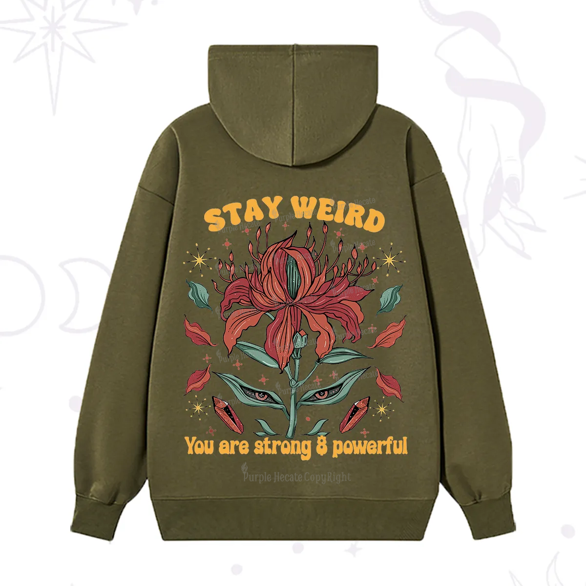 Purplehecate Stay Weird Floral Hoodie
