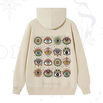 Purplehecate Mystical Evil Eye Pattern Hoodie