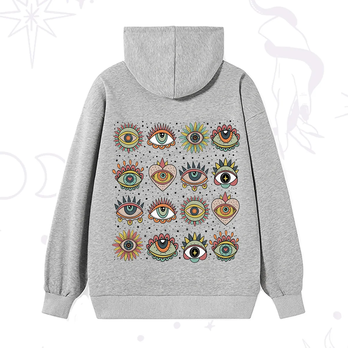 Purplehecate Mystical Evil Eye Pattern Hoodie