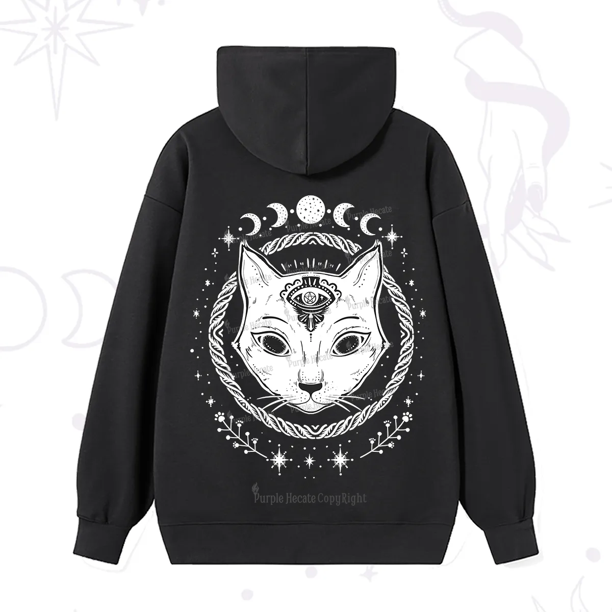 Purplehecate Third Eye Black Cat Hoodie