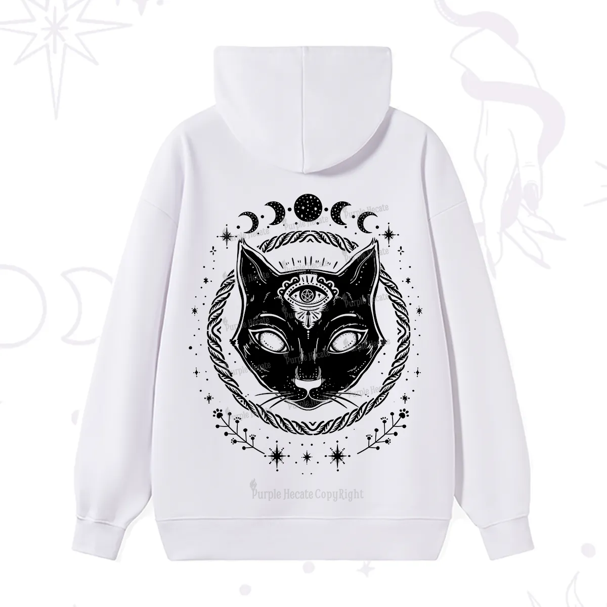 Purplehecate Third Eye Black Cat Hoodie
