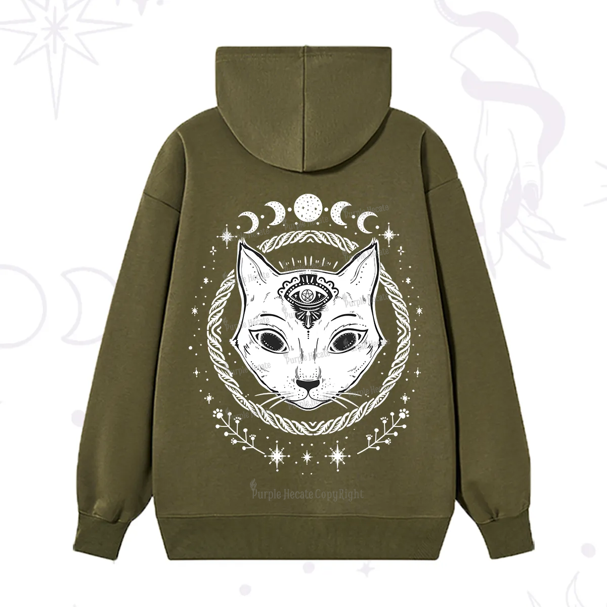 Purplehecate Third Eye Black Cat Hoodie