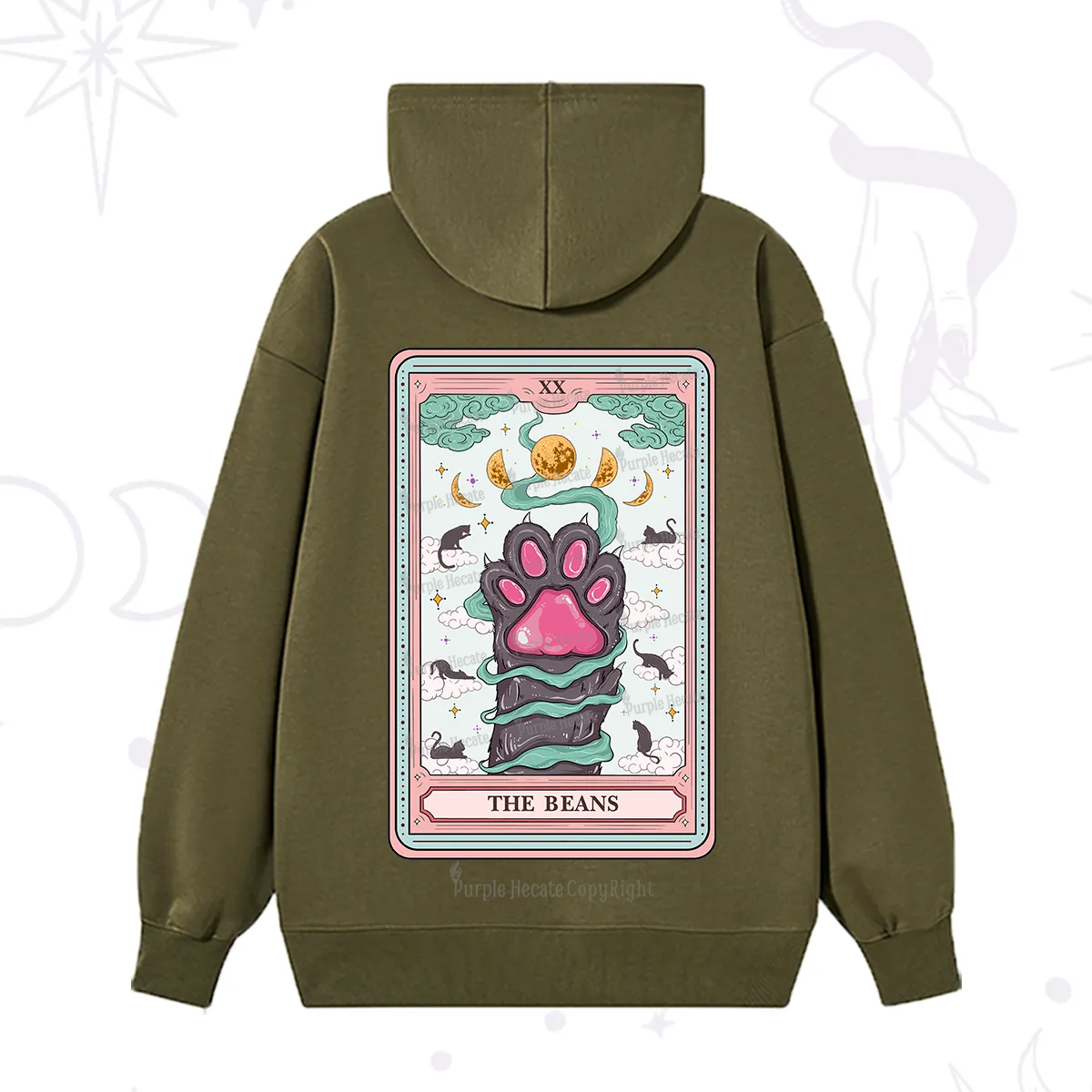 Purplehecate The Beans Cat Tarot Hoodie