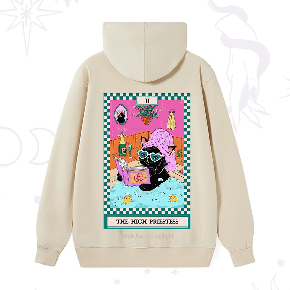 Purplehecate The Cat High Priestess's Bubble Time Tarot Hoodie