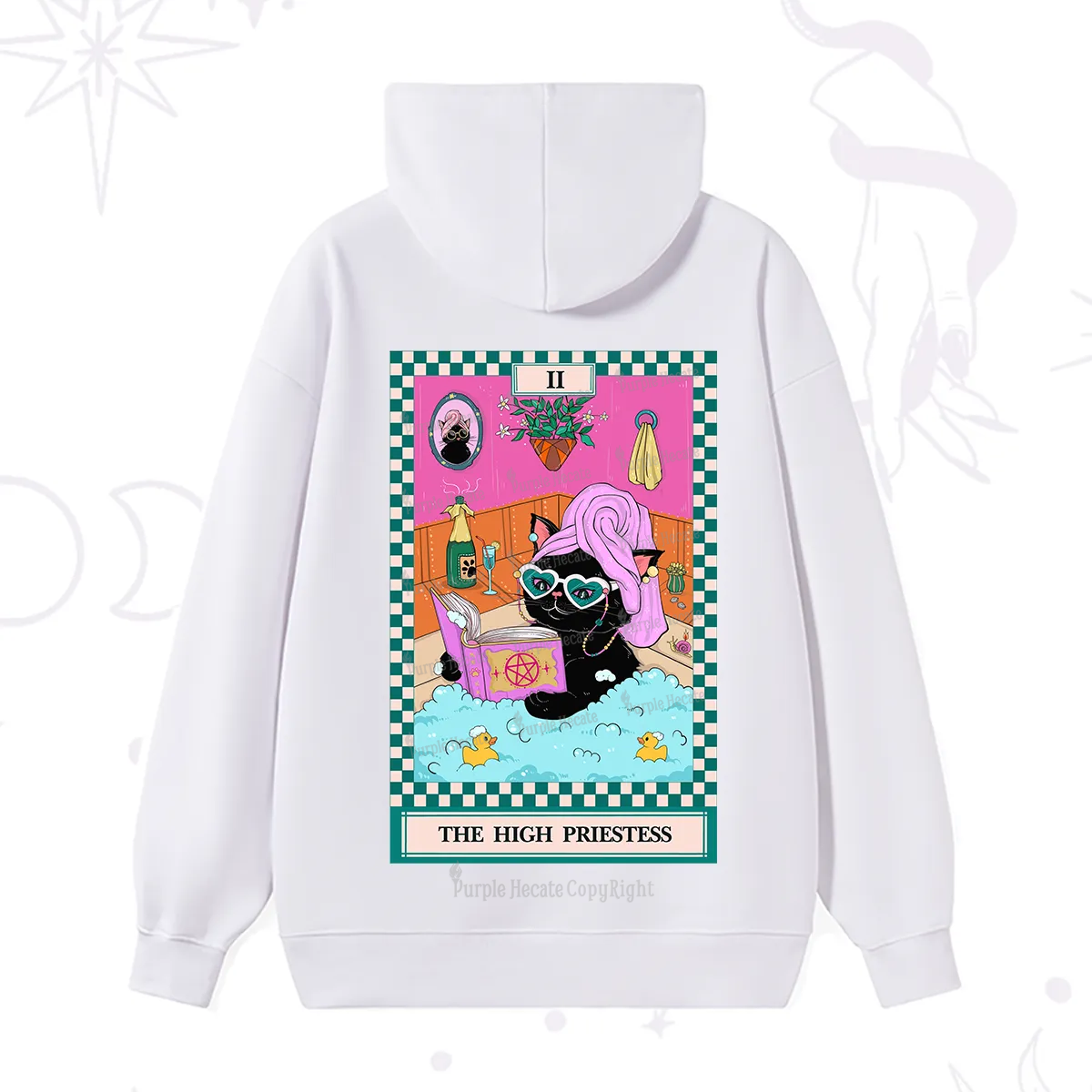 Purplehecate The Cat High Priestess's Bubble Time Tarot Hoodie