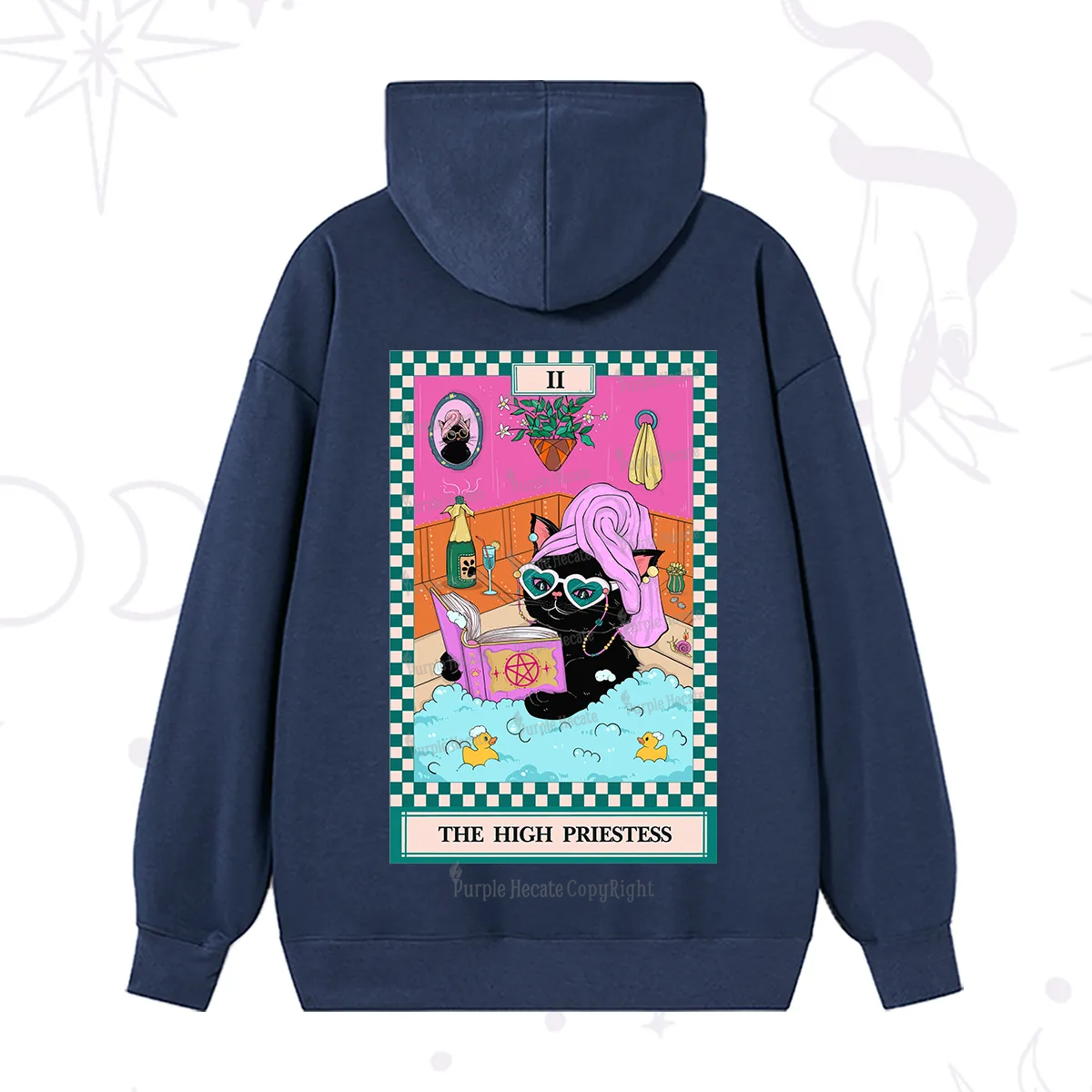 Purplehecate The Cat High Priestess's Bubble Time Tarot Hoodie