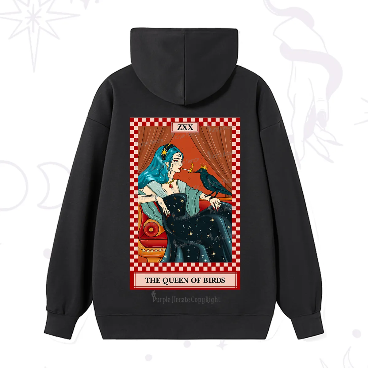 Purplehecate The Queen Of Birds Tarot  Hoodie