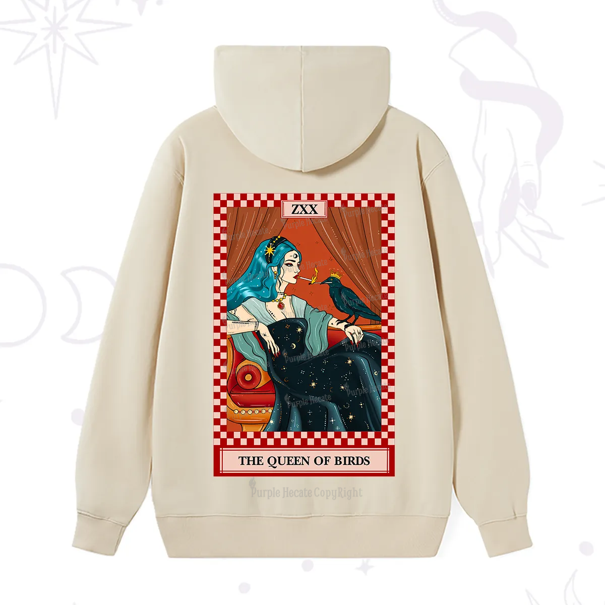 Purplehecate The Queen Of Birds Tarot  Hoodie