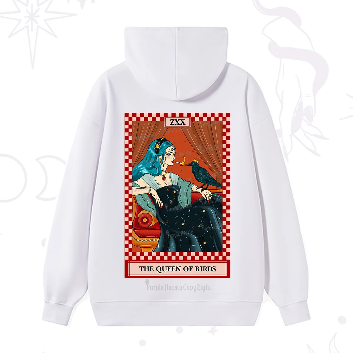 Purplehecate The Queen Of Birds Tarot  Hoodie