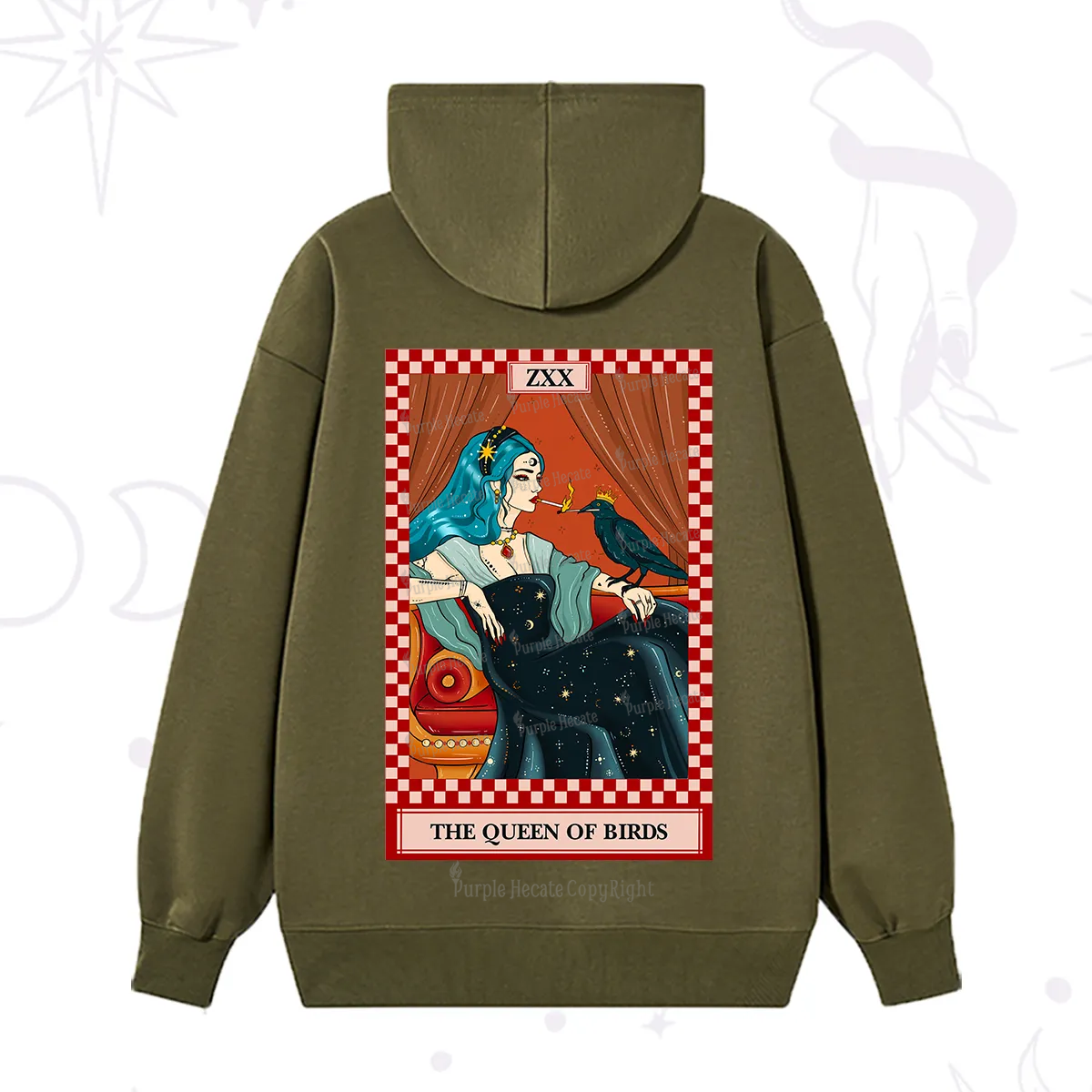 Purplehecate The Queen Of Birds Tarot  Hoodie