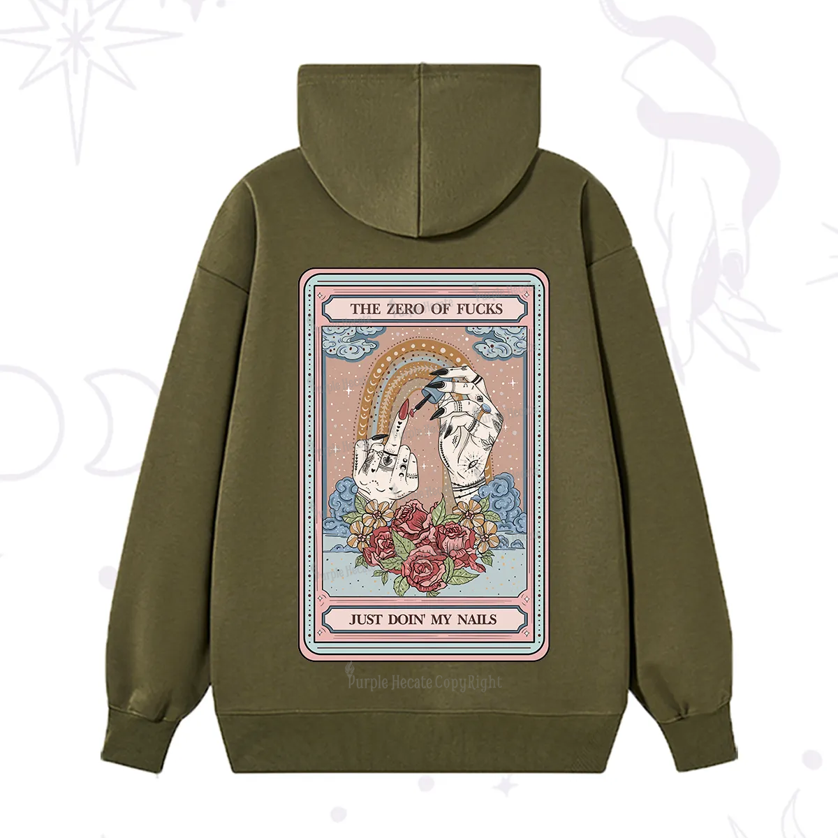 Purplehecate The Zero of Fucks Just Doin' My Nails Tarot Hoodie