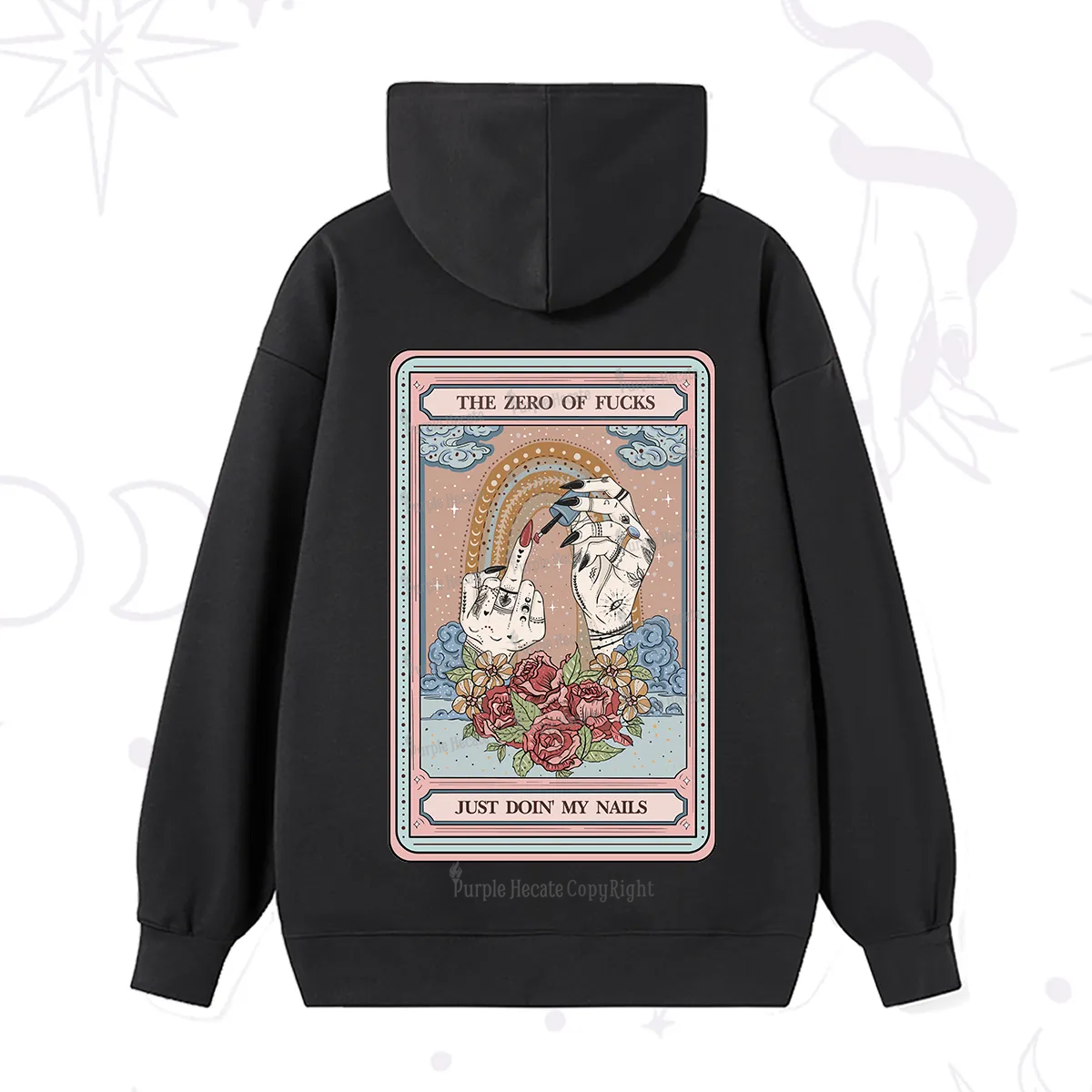 Purplehecate The Zero of Fucks Just Doin' My Nails Tarot Hoodie