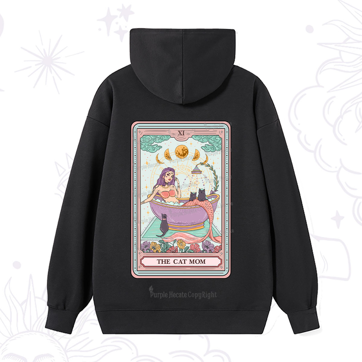 Purplehecate The Cat Mermaid Mom Tarot Card Hoodie
