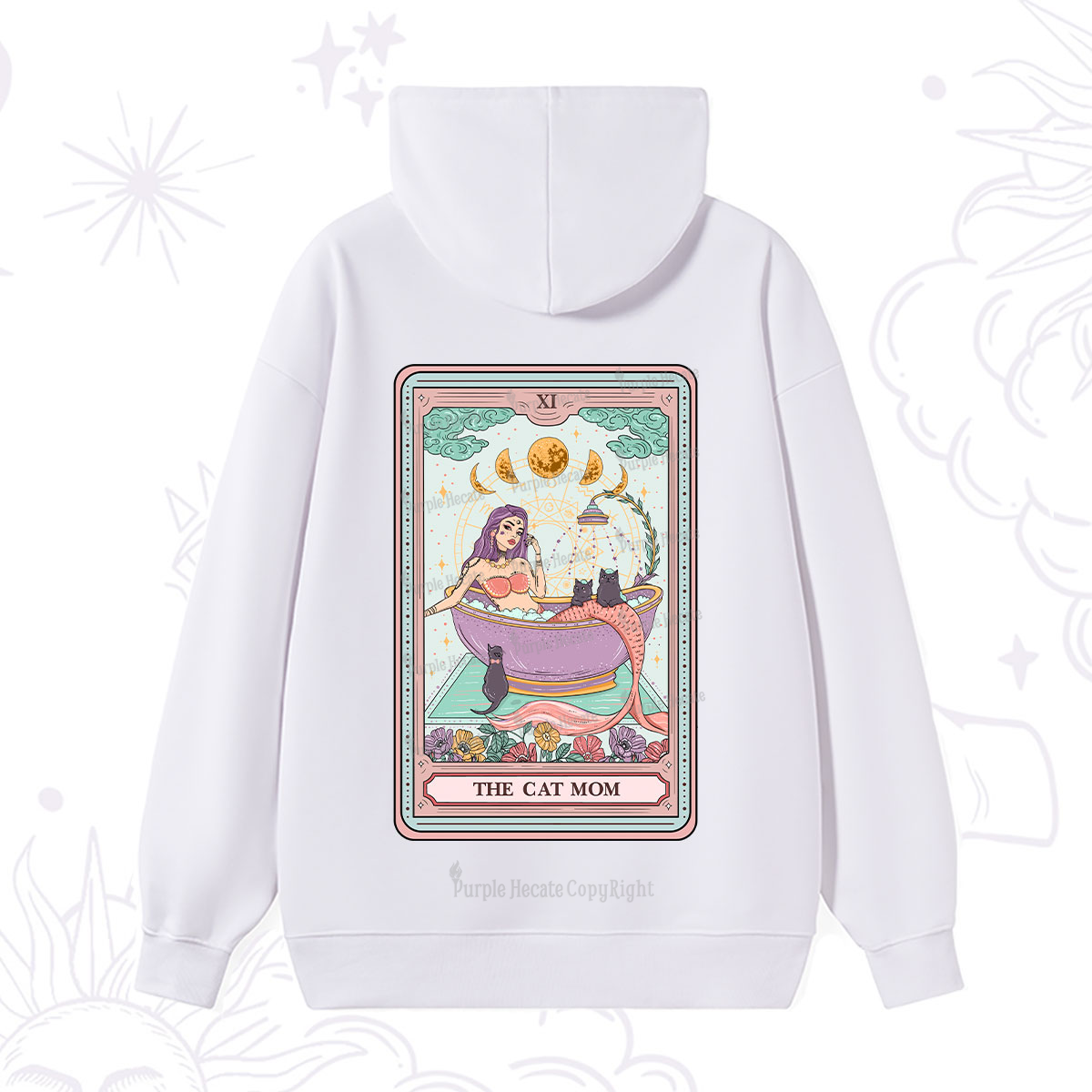 Purplehecate The Cat Mermaid Mom Tarot Card Hoodie