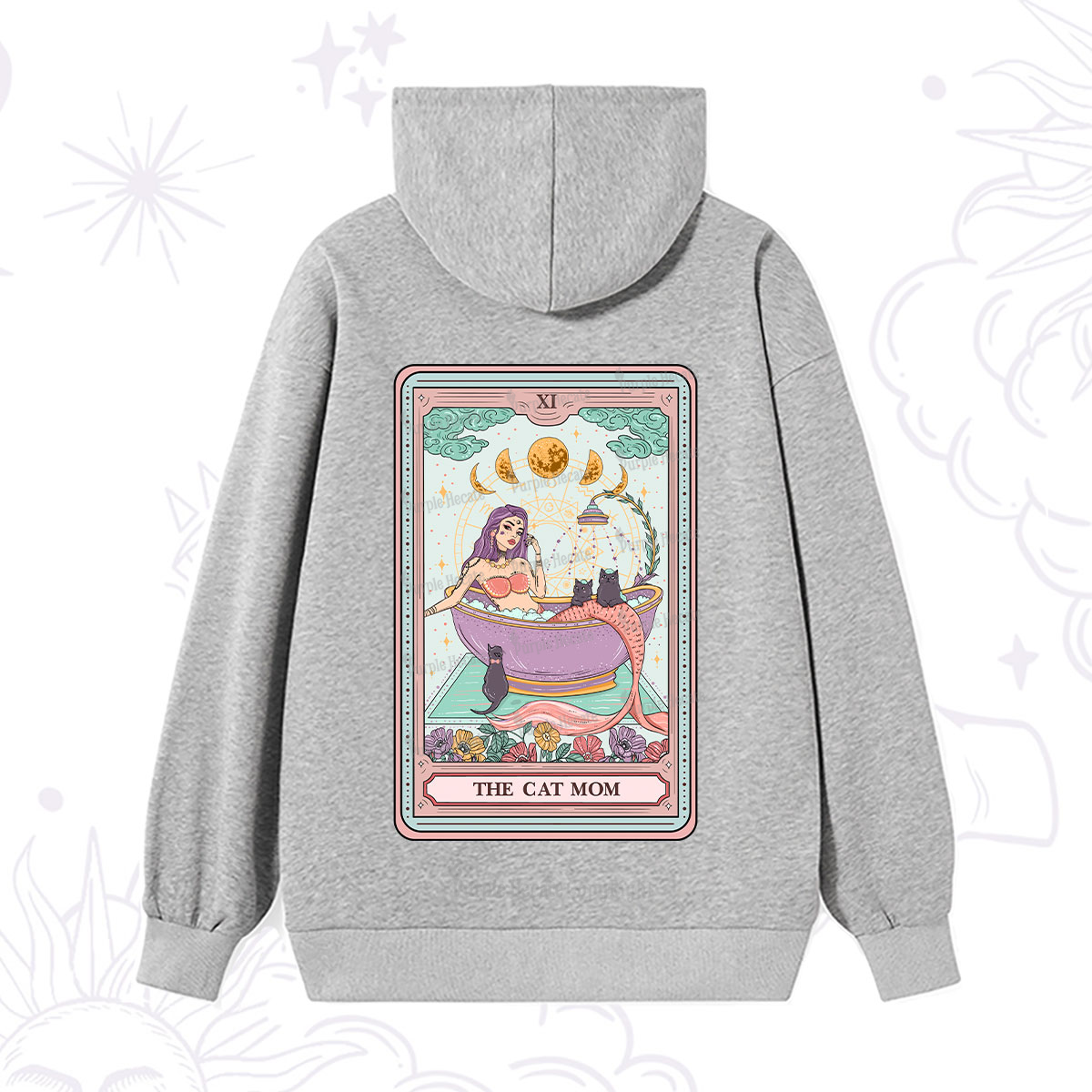 Purplehecate The Cat Mermaid Mom Tarot Card Hoodie