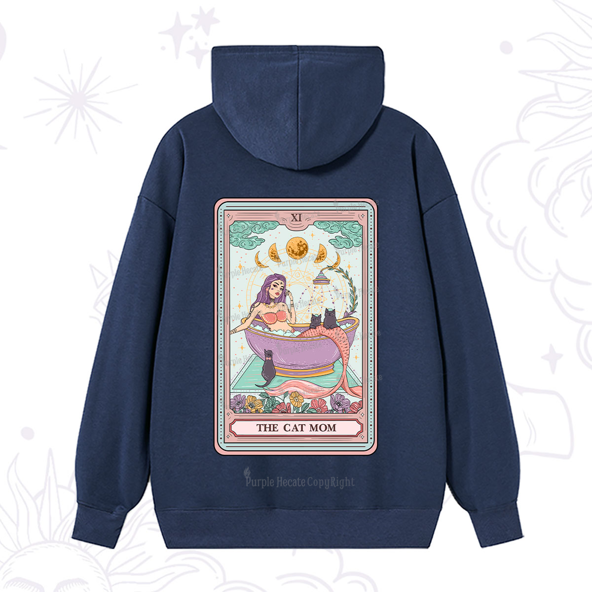 Purplehecate The Cat Mermaid Mom Tarot Card Hoodie